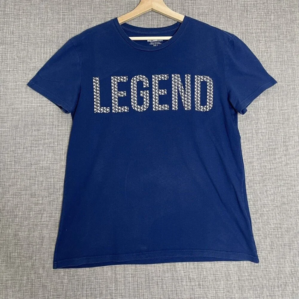 William Rast Shirt Mens Large LEGEND Graphic Geometric Blue Grey White - Picture 2 of 12